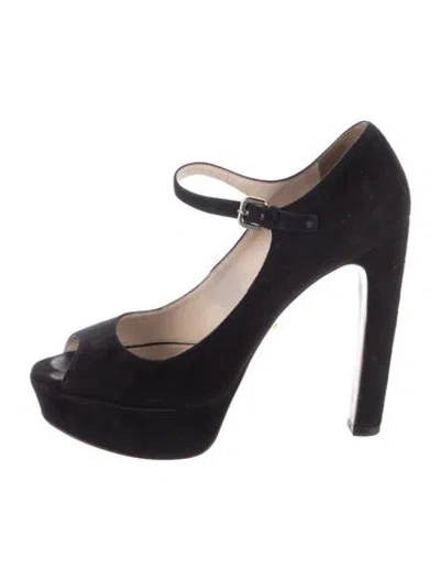 Pre-owned Prada Suede Pumps In Blue