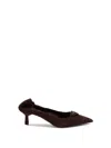 Prada Suede Kitten Heel Pumps With Pointed Toe In Brown