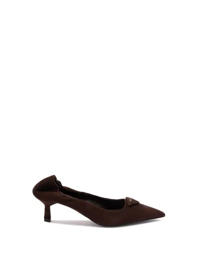 Prada Suede Pumps In Brown