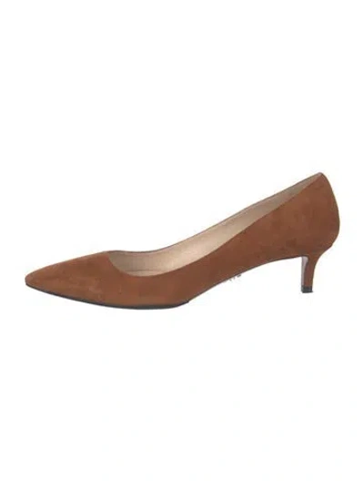 Pre-owned Prada Suede Pumps In Brown