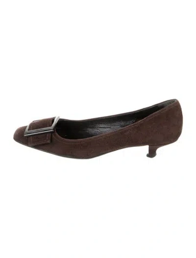 Pre-owned Prada Suede Pumps In Brown