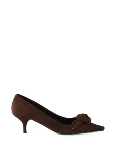 Prada Suede Pumps In Brown