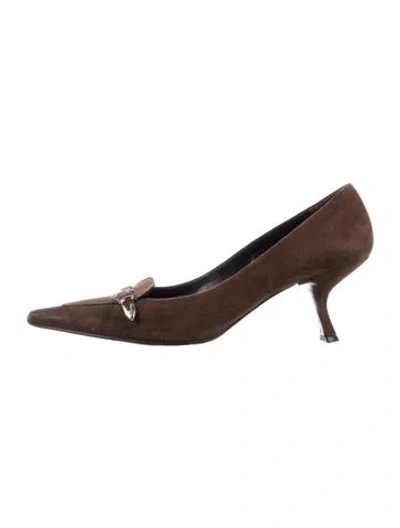 Pre-owned Prada Suede Pumps In Brown