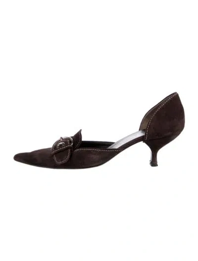 Pre-owned Prada Suede Pumps In Brown