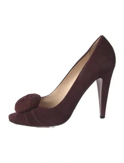 Pre-owned Prada Suede Pumps In Burgundy