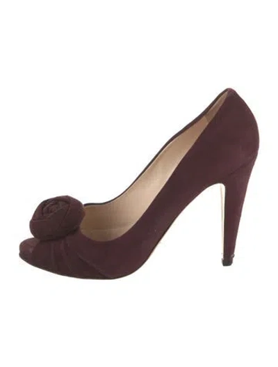 Pre-owned Prada Suede Pumps In Burgundy