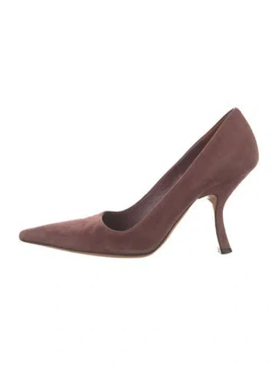 Pre-owned Prada Suede Pumps In Burgundy