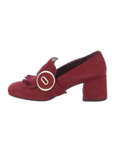 Pre-owned Prada Suede Pumps In Burgundy