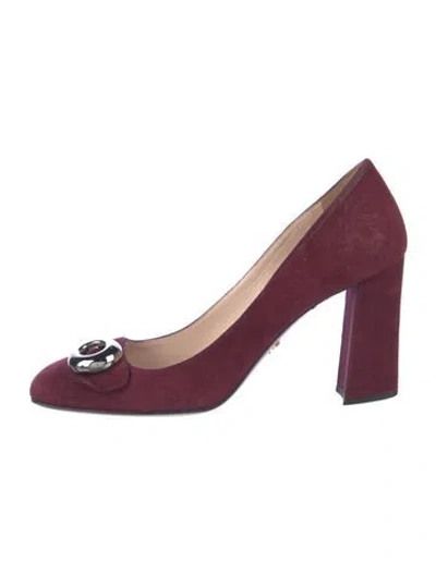 Pre-owned Prada Suede Pumps In Burgundy