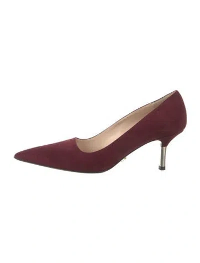 Pre-owned Prada Suede Pumps In Burgundy