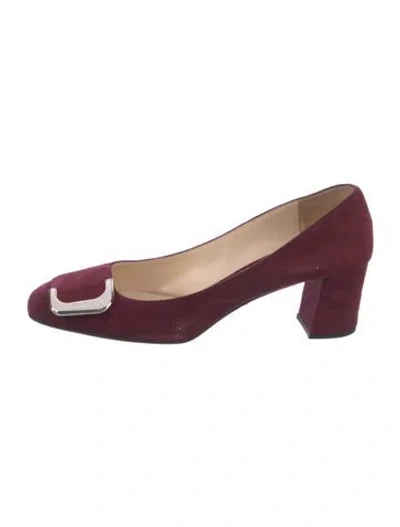 Pre-owned Prada Suede Pumps In Burgundy