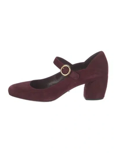 Pre-owned Prada Suede Pumps In Burgundy