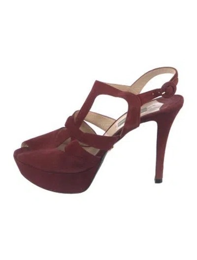 Pre-owned Prada Suede Pumps In Burgundy