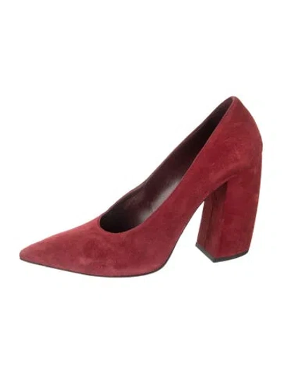Pre-owned Prada Suede Pumps In Burgundy