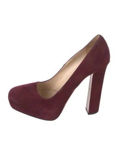 Pre-owned Prada Suede Pumps In Burgundy