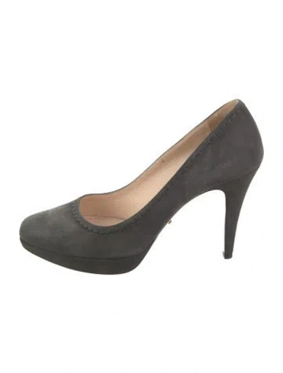 Pre-owned Prada Suede Pumps In Gray