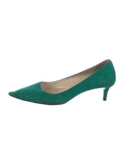 Pre-owned Prada Suede Pumps In Green