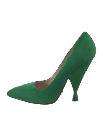 Pre-owned Prada Suede Pumps In Green