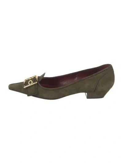 Pre-owned Prada Suede Pumps In Green