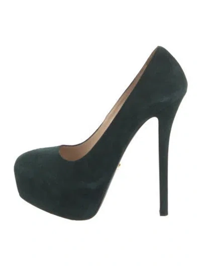 Pre-owned Prada Suede Pumps In Green