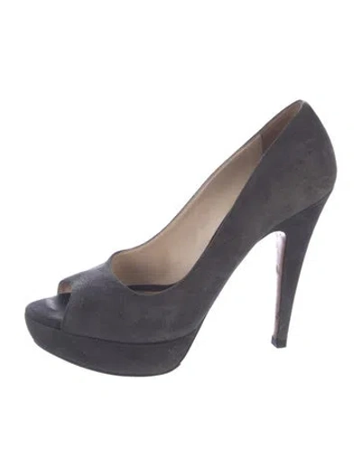 Pre-owned Prada Suede Pumps In Grey