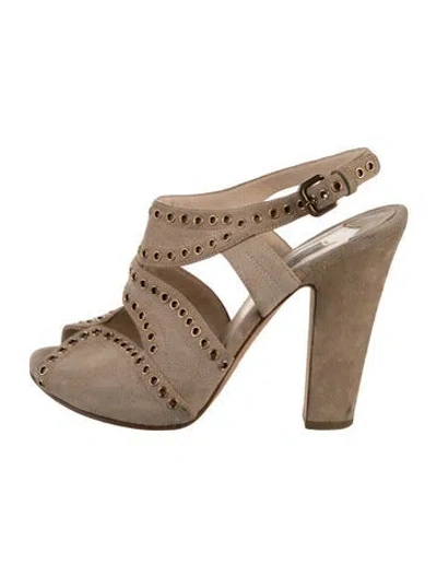 Pre-owned Prada Suede Pumps In Neutrals
