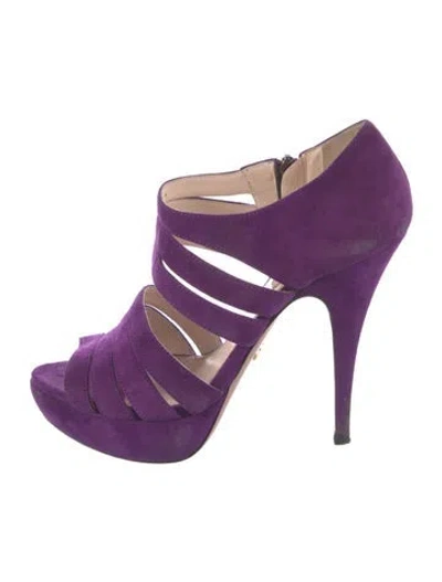 Pre-owned Prada Suede Pumps In Purple