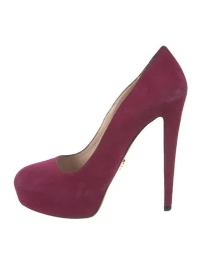 Pre-owned Prada Suede Pumps In Purple