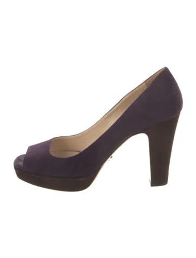 Pre-owned Prada Suede Pumps In Purple