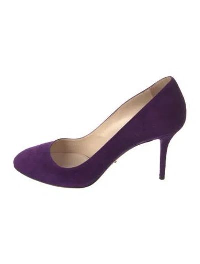Pre-owned Prada Suede Pumps In Purple