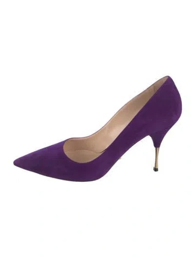 Pre-owned Prada Suede Pumps In Purple