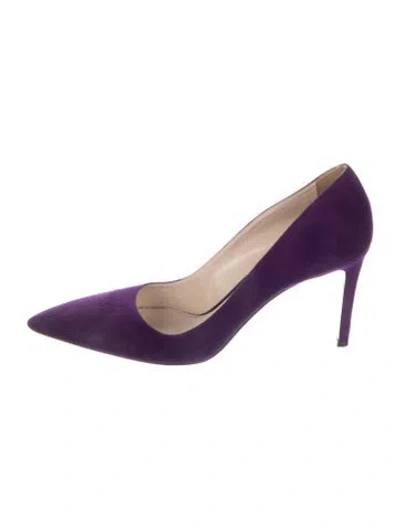 Pre-owned Prada Suede Pumps In Purple