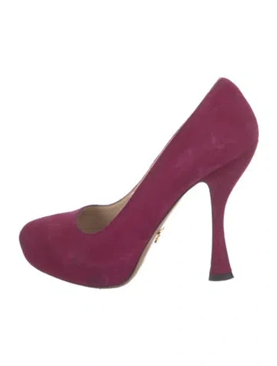 Pre-owned Prada Suede Pumps In Purple