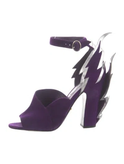 Pre-owned Prada Suede Pumps In Purple