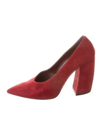 Pre-owned Prada Suede Pumps In Red