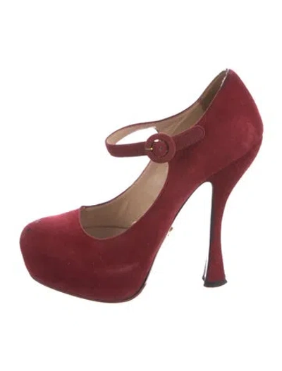 Pre-owned Prada Suede Pumps In Red