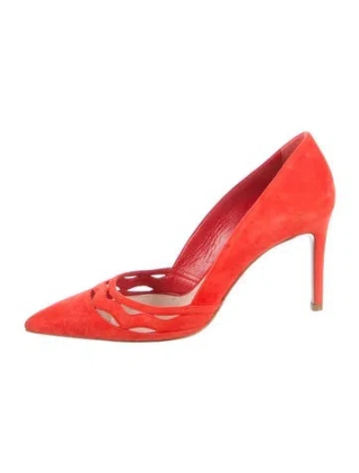 Pre-owned Prada Suede Pumps In Red