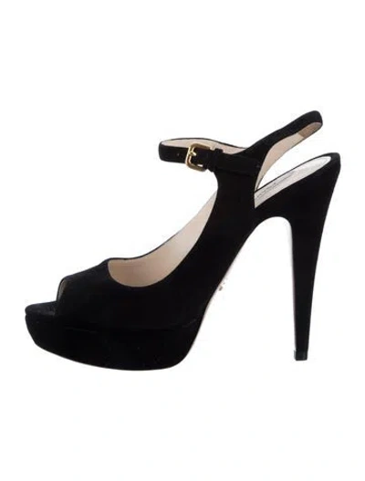 Pre-owned Prada Suede Pumps W/ Tags In Black