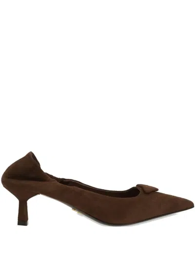 Prada Suede Pumps With Elastic On The Heel In Animal Print