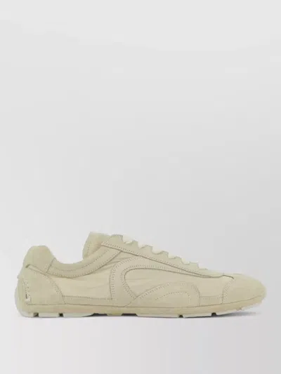 Prada Mens Neutral Montecarlo Re-edition 2005 Antiqued Leather Low-top Trainers Eur 42.5 / 8.5 Uk