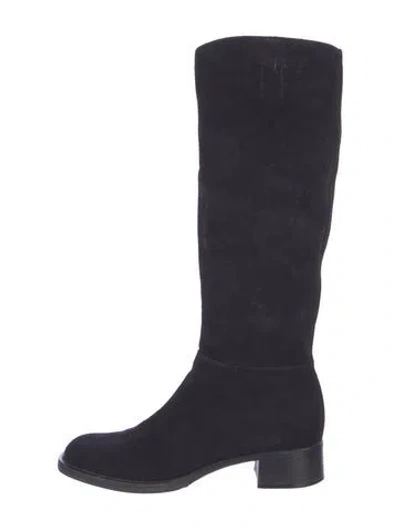 Pre-owned Prada Suede Riding Boots In Black
