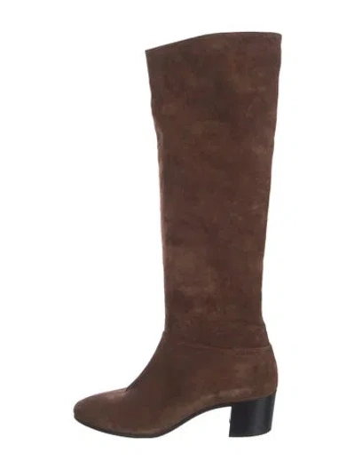 Pre-owned Prada Suede Riding Boots In Brown
