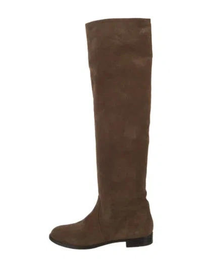 Pre-owned Prada Suede Riding Boots In Brown