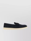 PRADA SUEDE ROUND TOE LOAFERS WITH CONTRAST SOLE