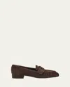 Prada Suede Ruched-toe Penny Loafers In Brown