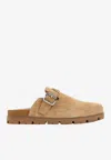 Prada Suede Sabot Mules In Multi
