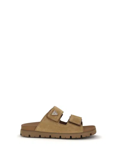 Prada Suede Sandals In Brown