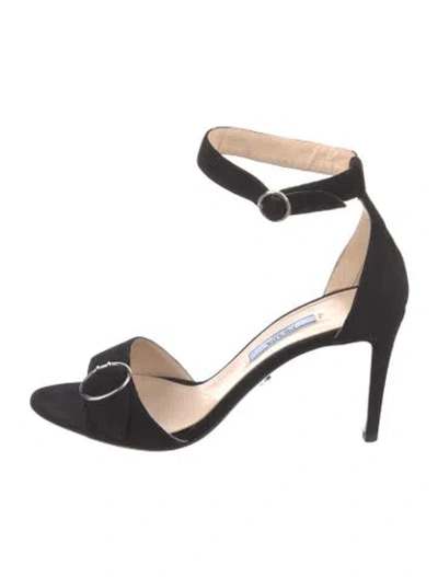 Pre-owned Prada Suede Sandals In Black