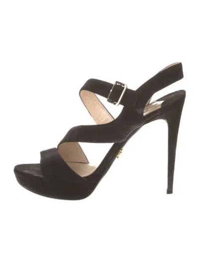 Pre-owned Prada Suede Sandals In Black