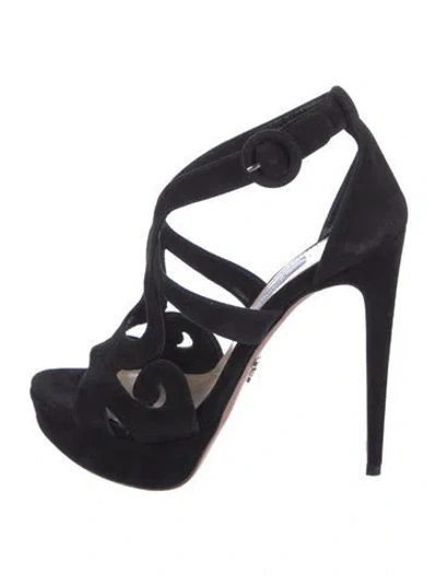 Pre-owned Prada Suede Sandals In Black